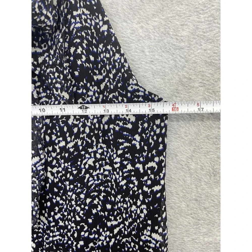 Express Women's Maxi Dress Sleeveless High Neck Black Blue Small Printed Pleats - Picture 8 of 10